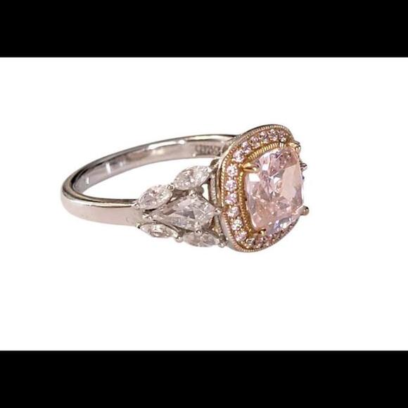 Tacori IV Padparadscha Sapphire, Diamonique, and Sterling Size 10.25 Ring - Picture 2 of 5